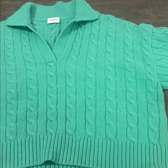 Aritzia Sunday Best Lottie Cable Knit Polo Sweater - Picture 3 of 4